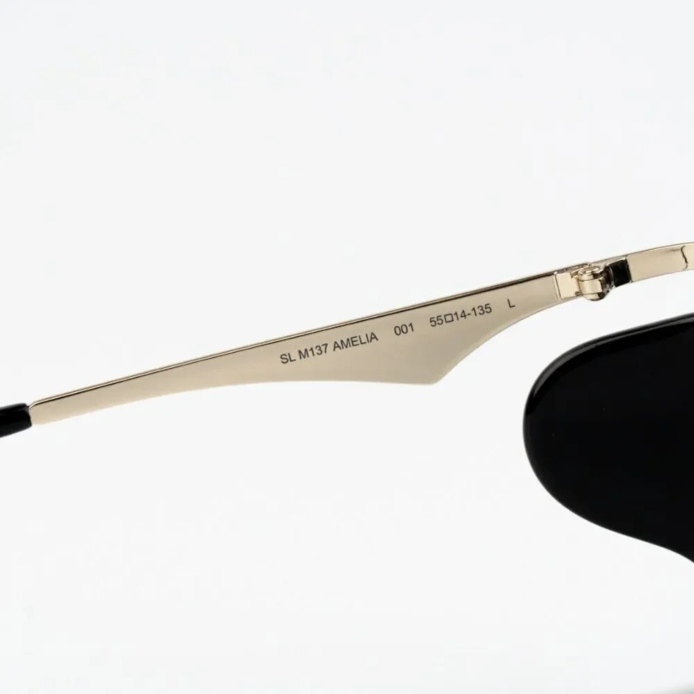 NEW Saint Laurent SLM137 AMELIA 001 Black Gold Grey Unisex Sunglasses